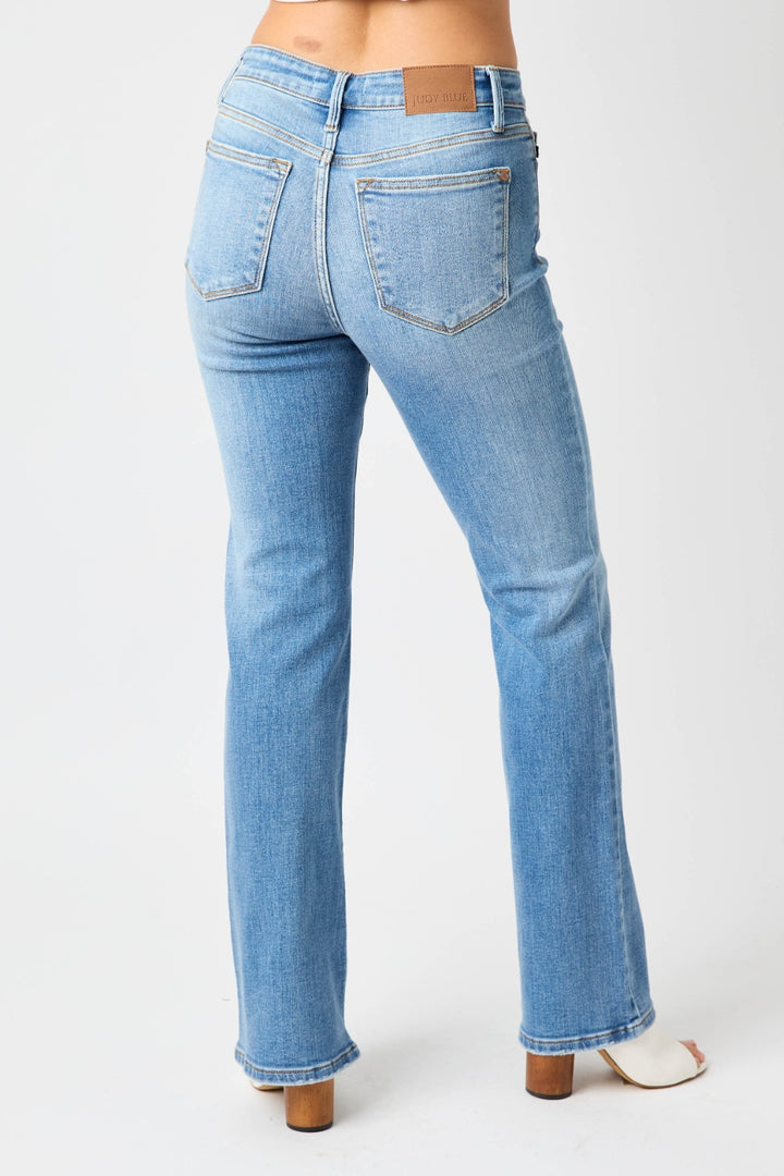 Mid Wash Full Size High Waist Straight Jeans