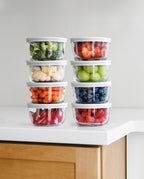 Glass Food Storage Containers 16-Piece 7 Oz Set (8+8) | White