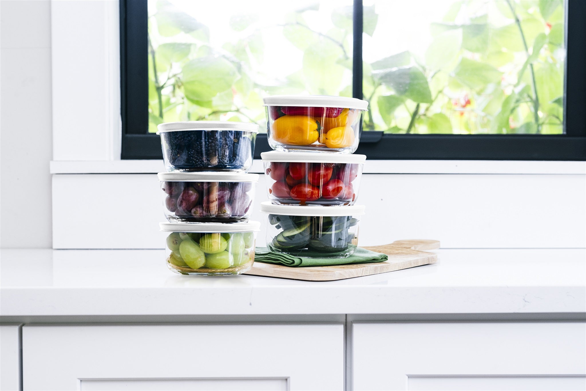 Glass Food Storage Containers 12-Piece (6+6) | White