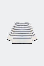 Sweater in White with Navy Stripe