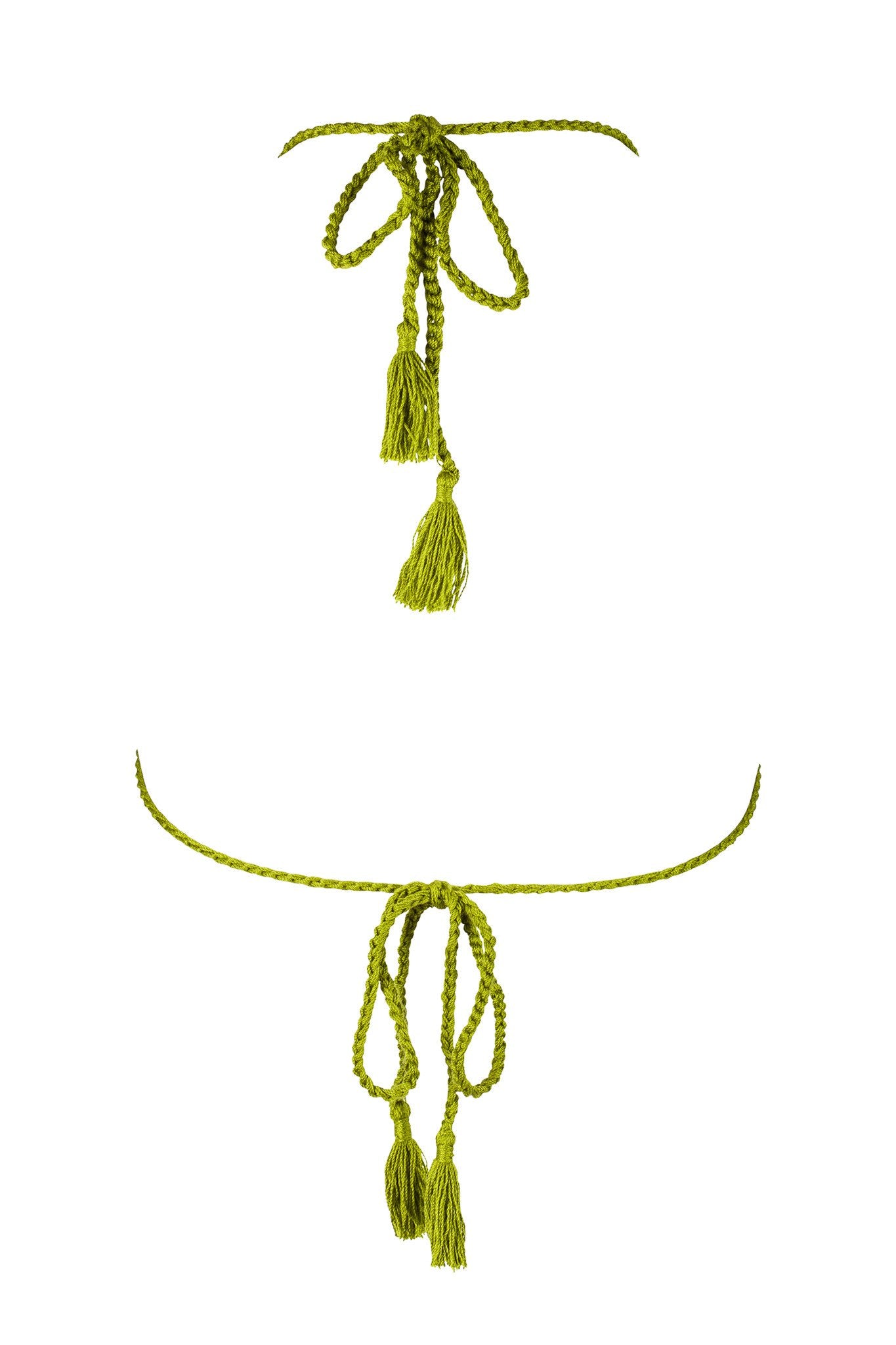 El Diamante Moss Green Hand-Crocheted Bikini Top