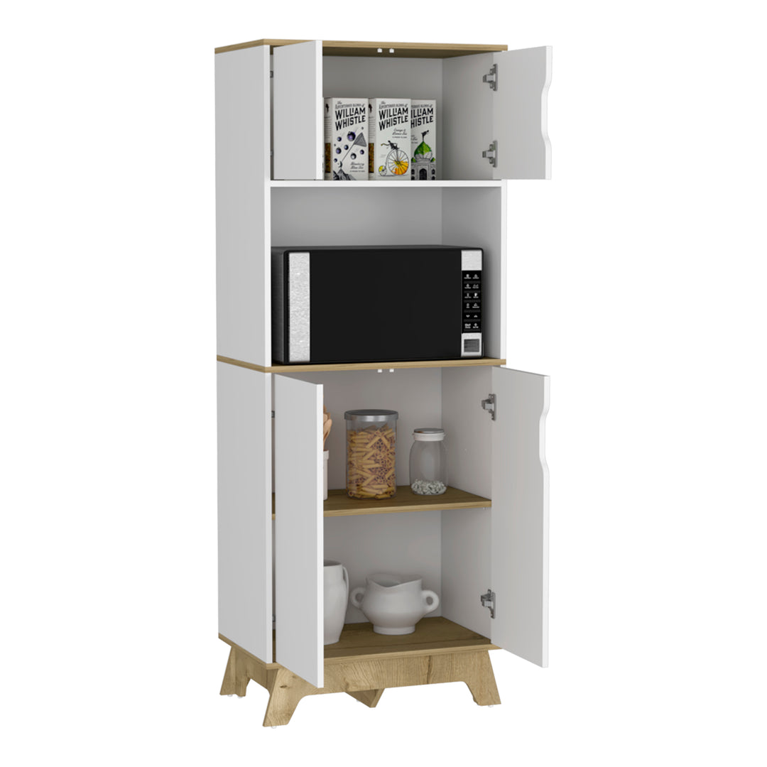 Microwave Tall Cabinet Wallas Light Oak/White