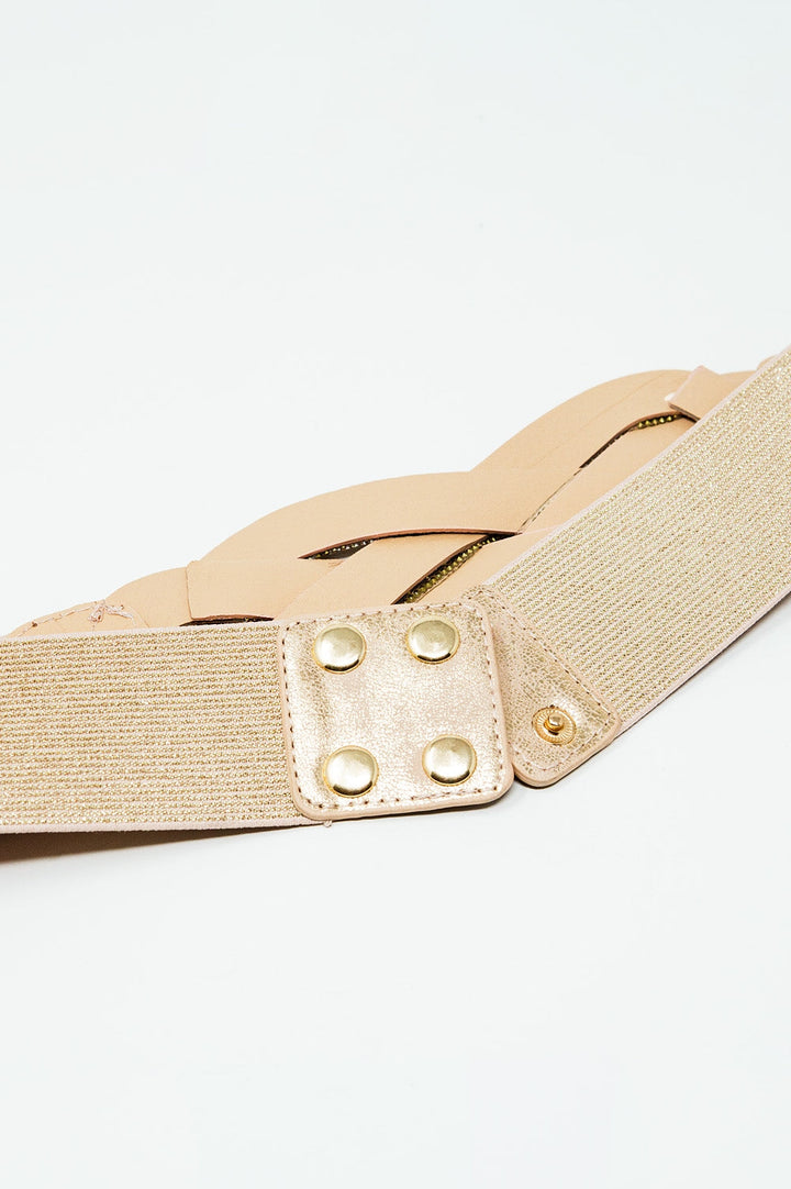 Cream Belt with Rose Gold Woven Detail