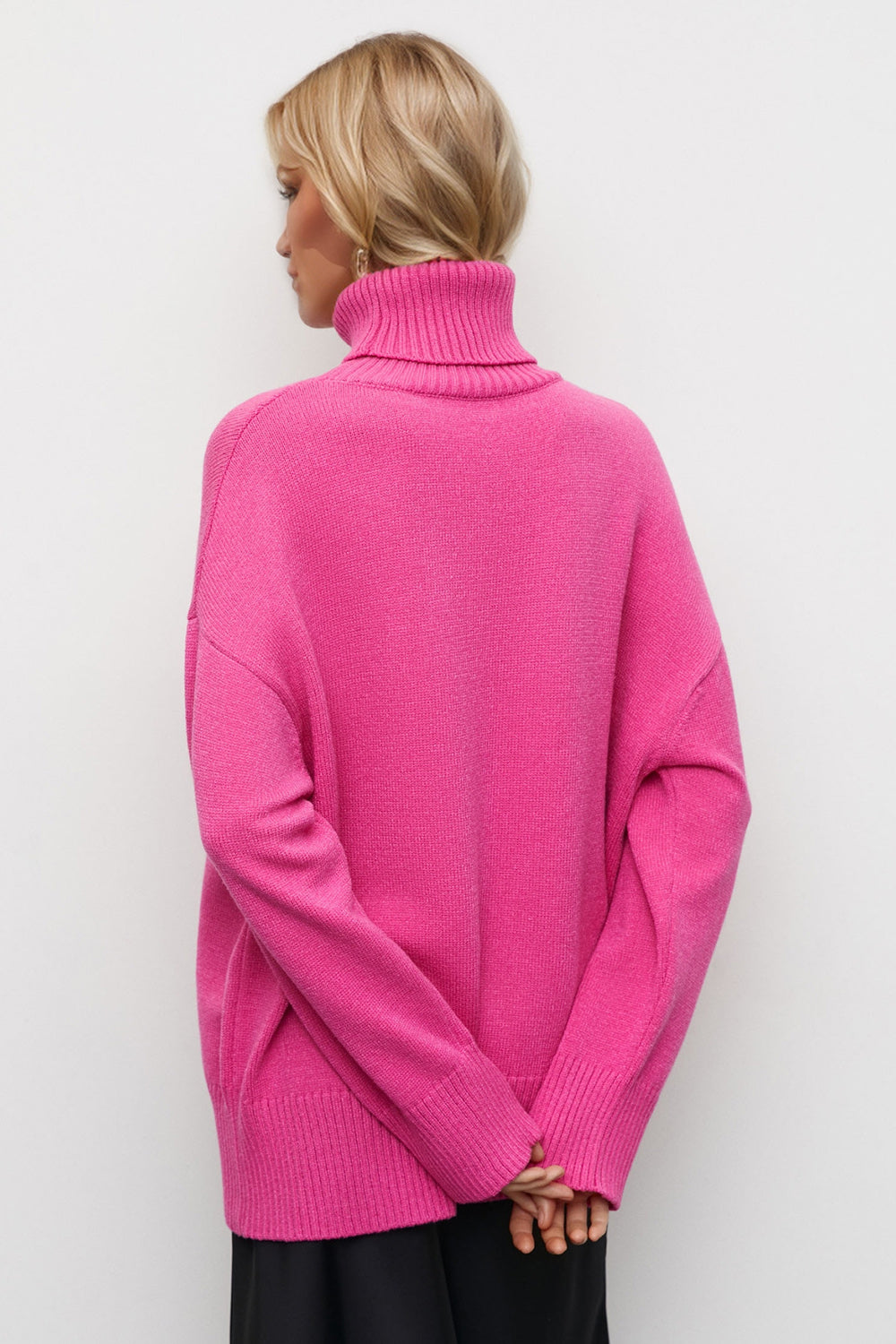 Turtleneck Dropped Shoulder Long Sleeve Sweater