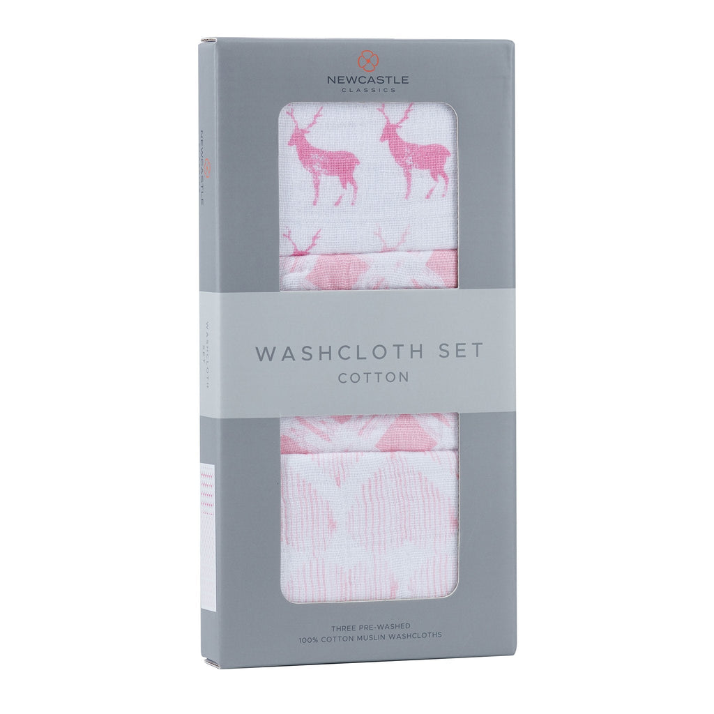 Pop of Pink Cotton Washcloth Set 3pk