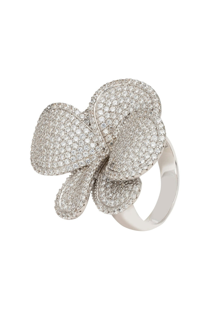 Petal Cascading Cocktail Ring Silver