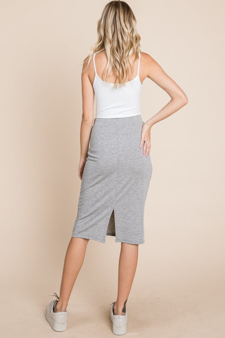 Heather Grey Elastic Waist Pencil Skirt