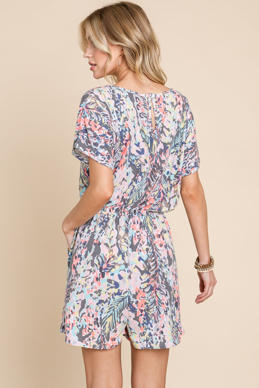Short Sleeve Drawstring Romper