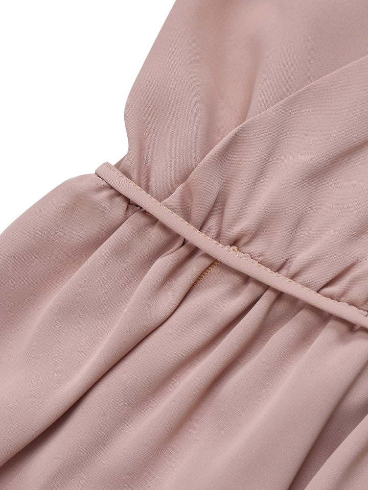 Tied Surplice Sleeveless Midi Cami Dress in Pale Blush