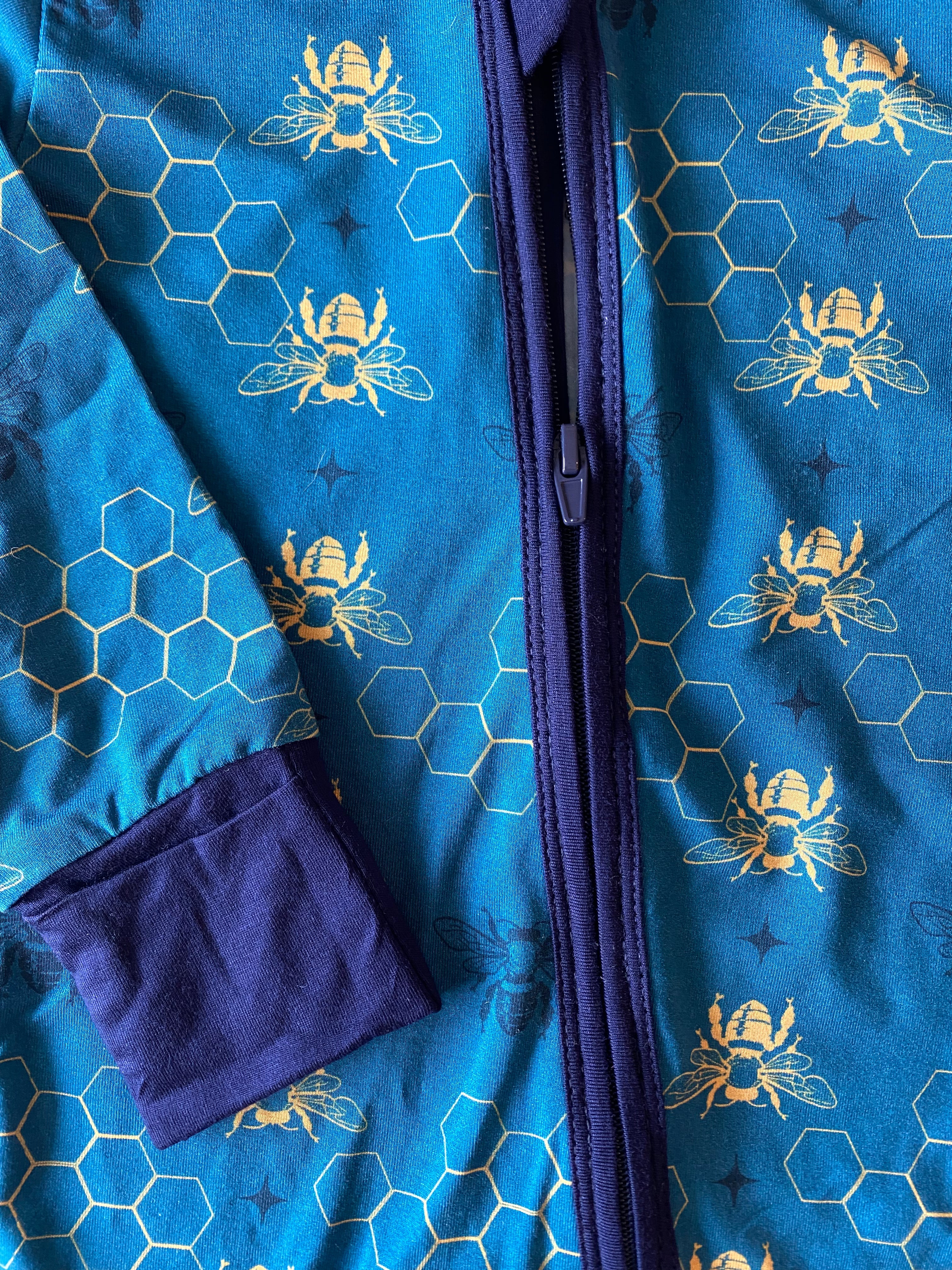 Bees Long Sleeve Zipper Sleep Romper