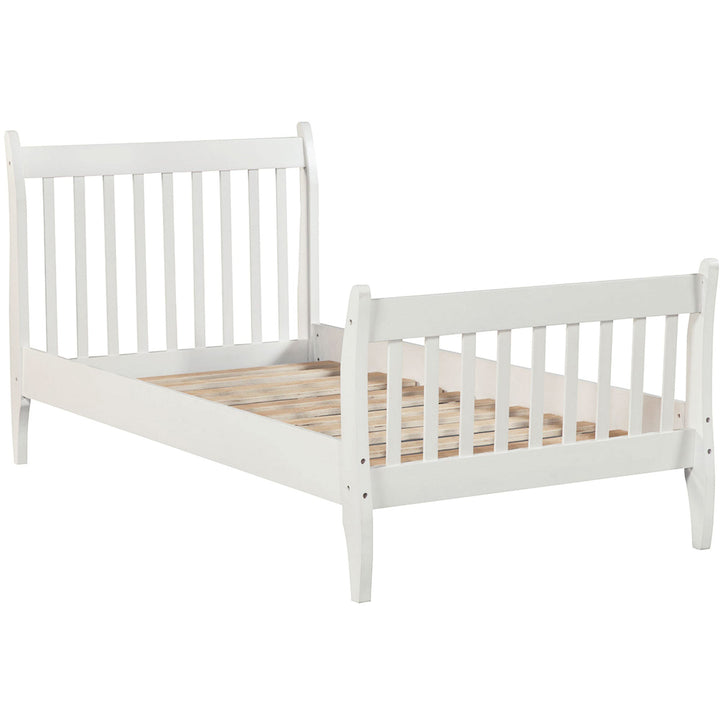 Platform Bed Frame with Wood Slat Support Twin White