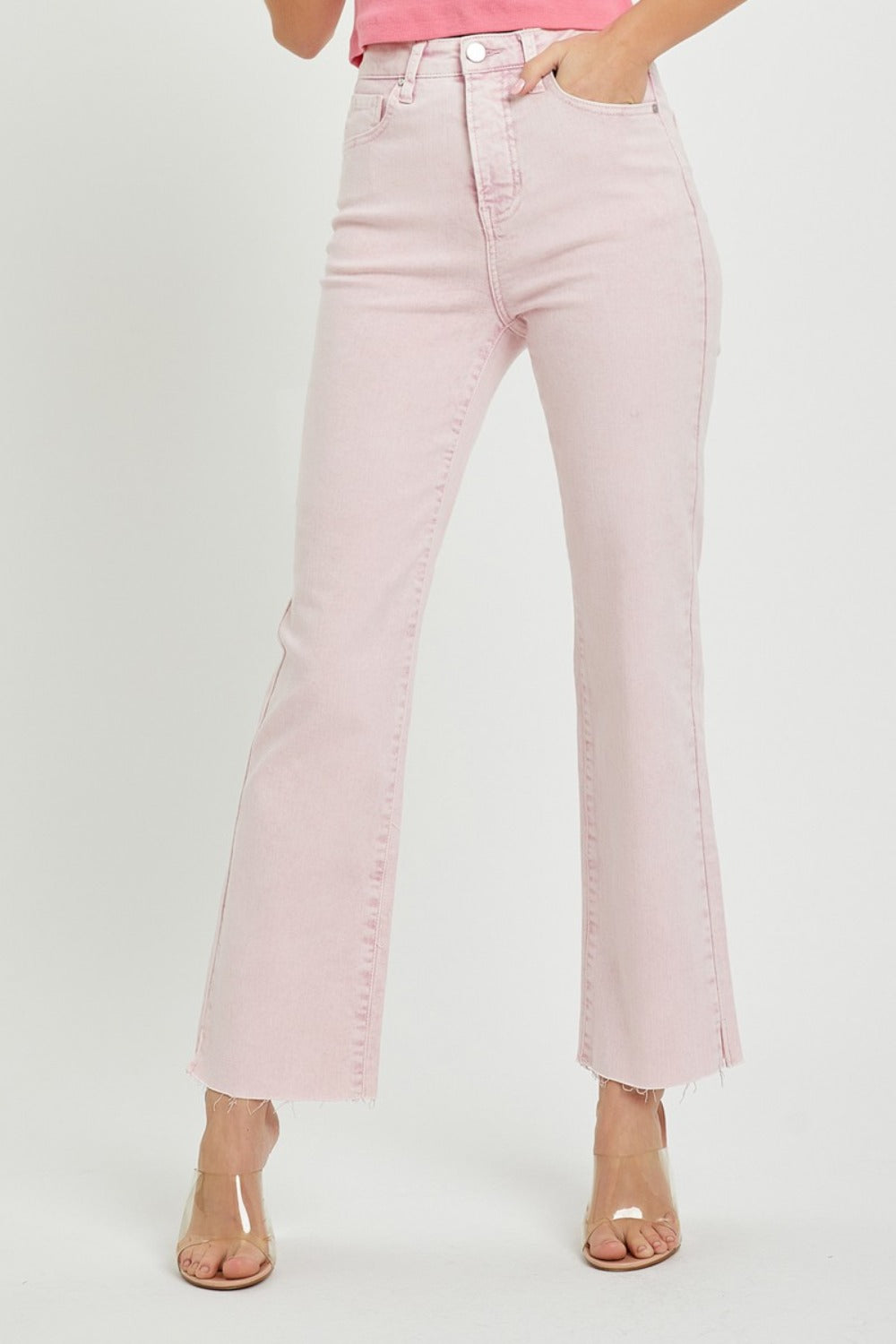 Acid Pink High Rise Tummy Control Straight Jeans