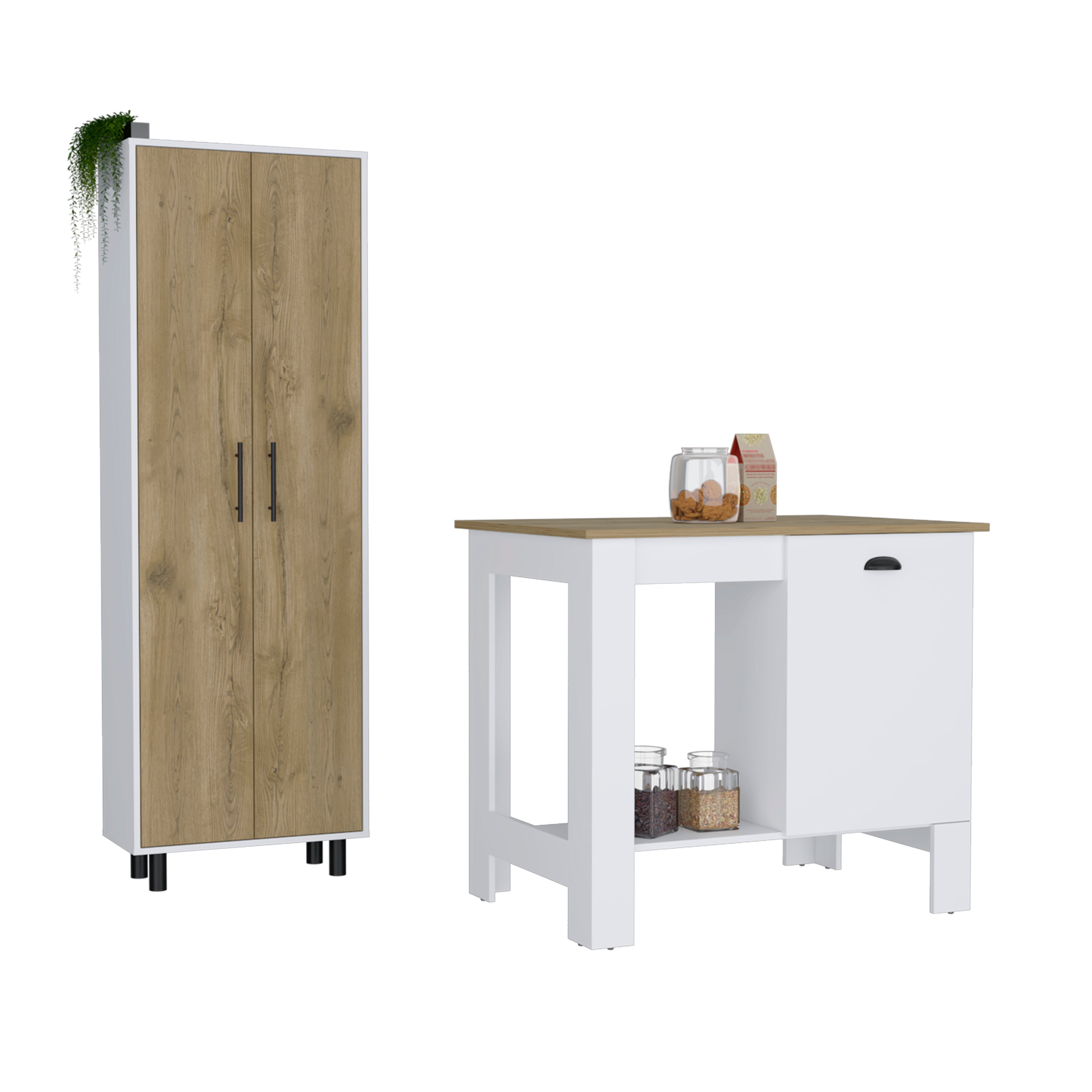 Arlington 2-Piece Kitchen Set White/Light Oak