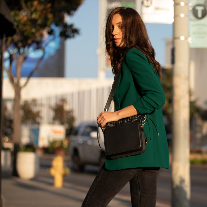 Patricia Black Leather Purse Drawstring