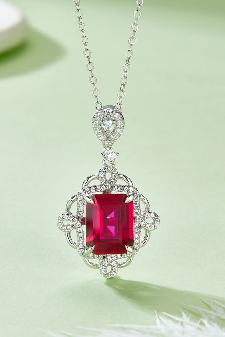 Ruby Pendant Necklace in 925 Sterling Silver