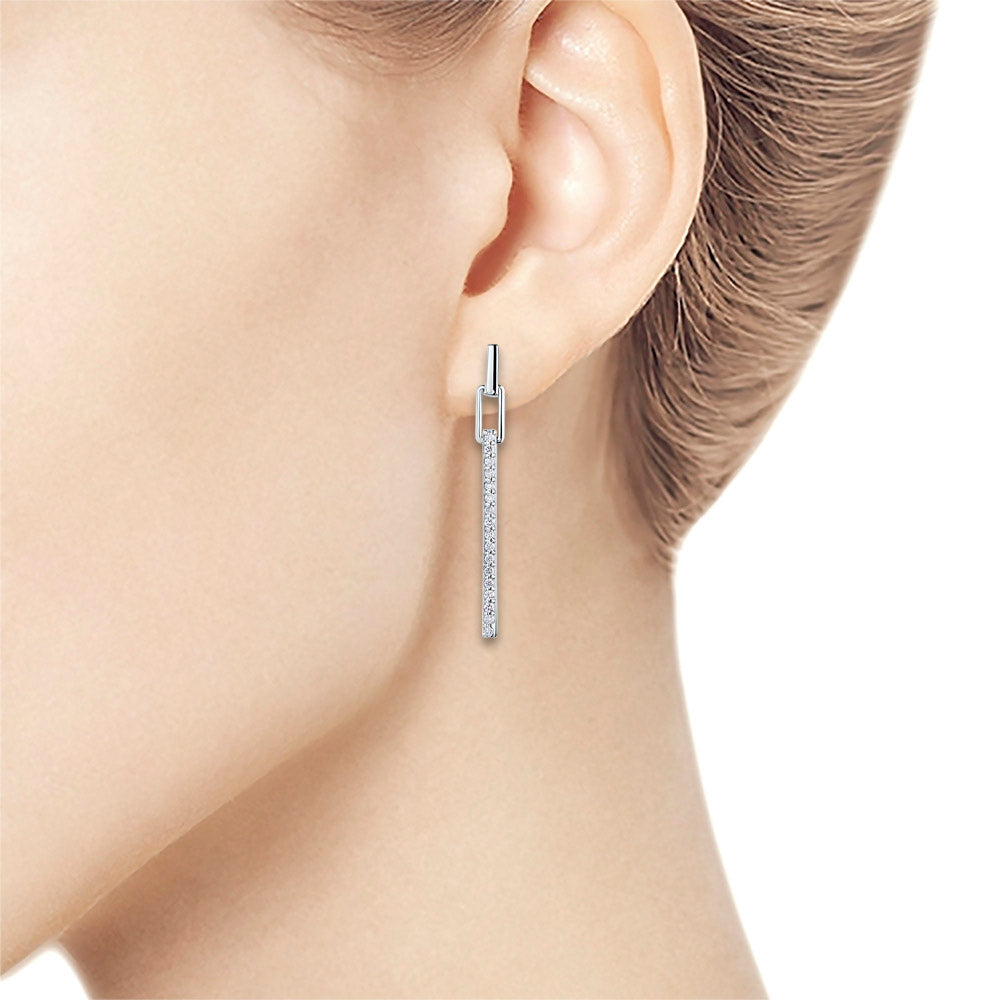 Sterling Silver Stud Earrings 34 Round-Cut Diamonds 0.188 CT.TW