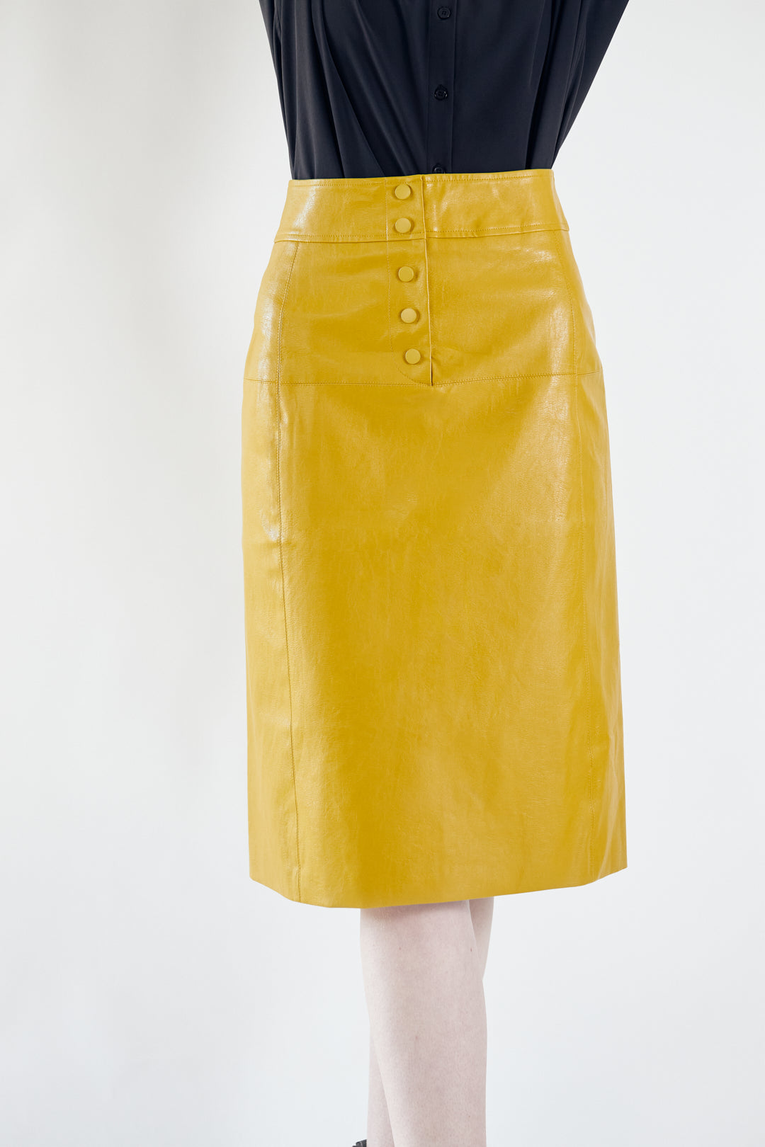 Power Woman Mustard Leather Skirt