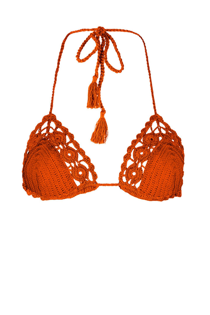 El Diamante Ecru Hand-Crocheted Bikini Top