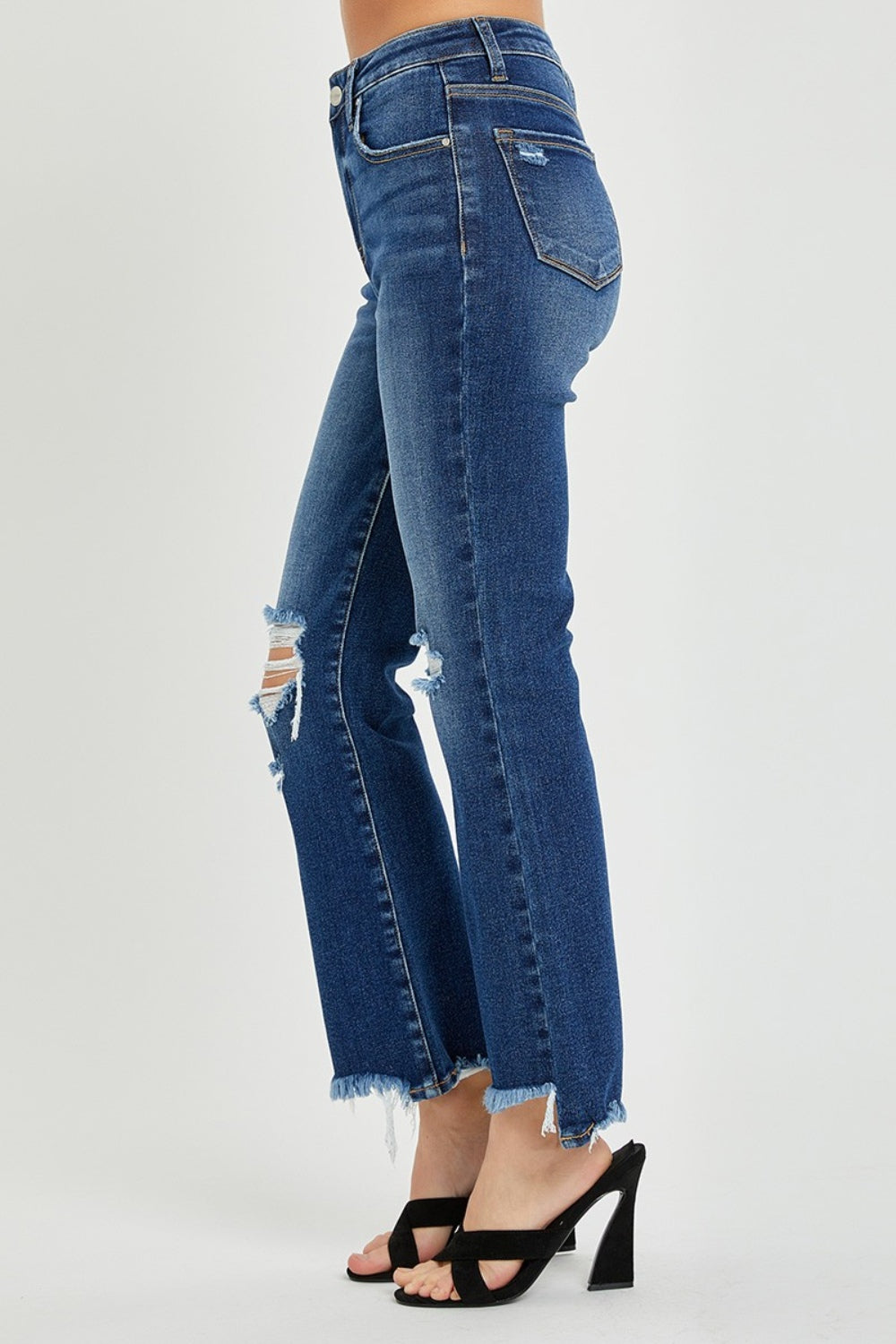 Risen High Rise Distressed Crop Flare Jeans