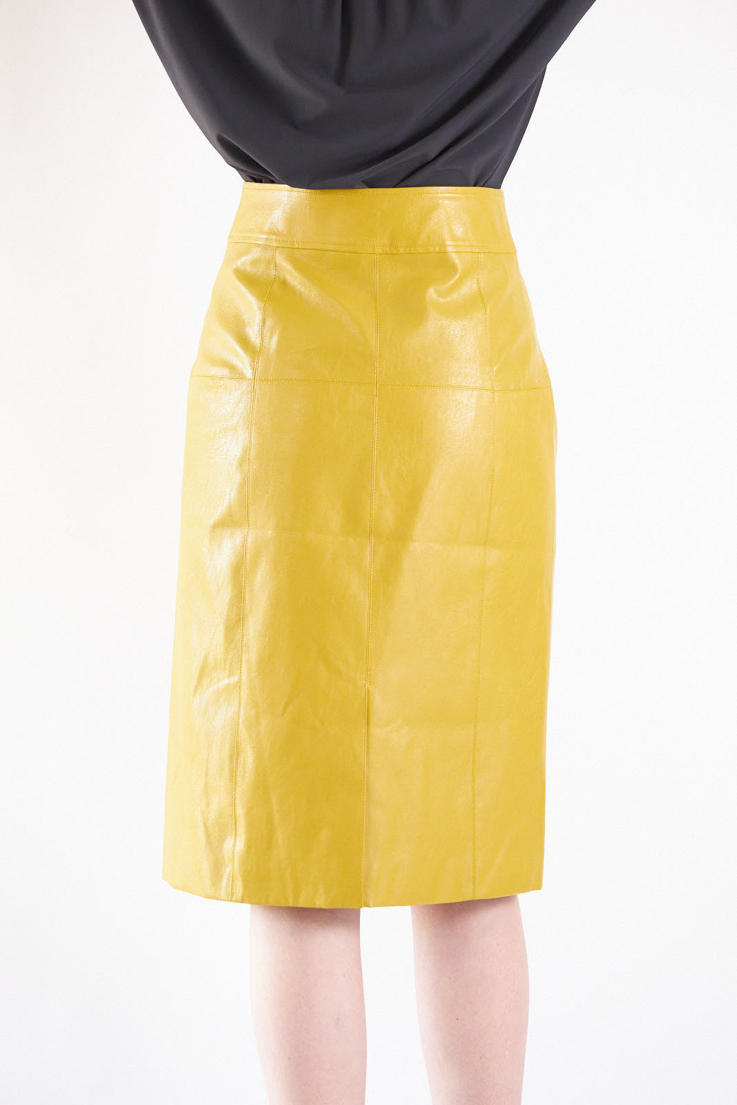 Power Woman Mustard Leather Skirt