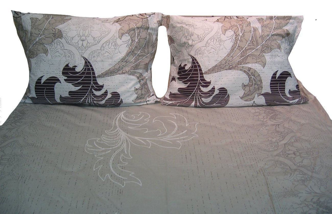 Jacquard Paisley Floral Leaves Flat Sheet & Pillow Cases Set Twin