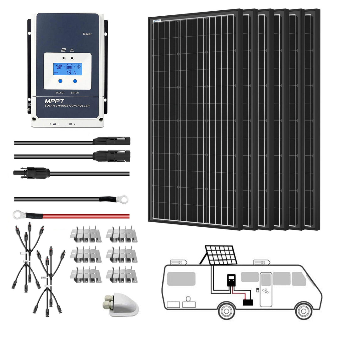 ACOPOWER 600W Mono Solar RV Kits 50A MPPT Charge Controller (6x100W 50A)