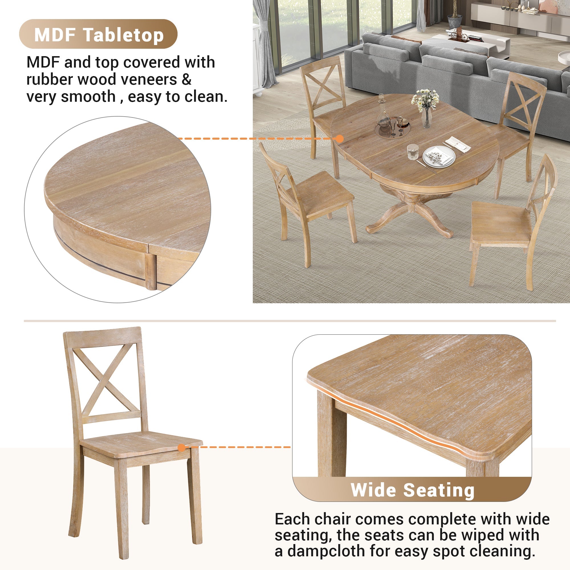 Modern Dining Table Set For 4 Round Table 4 Chairs
