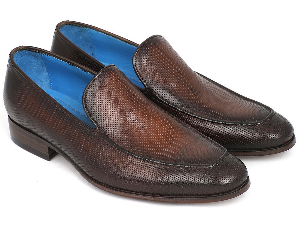 Paul Parkman Perforated Leather Loafers Brown