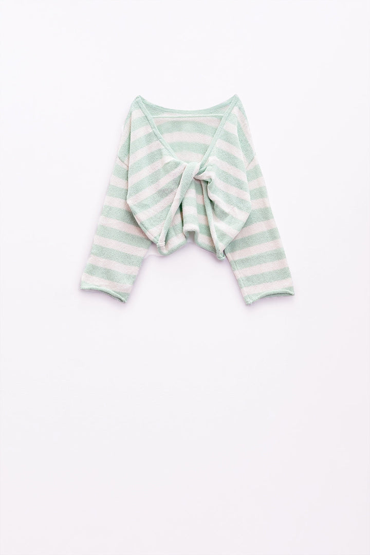 Striped Sweater with Knot Detail at the Back