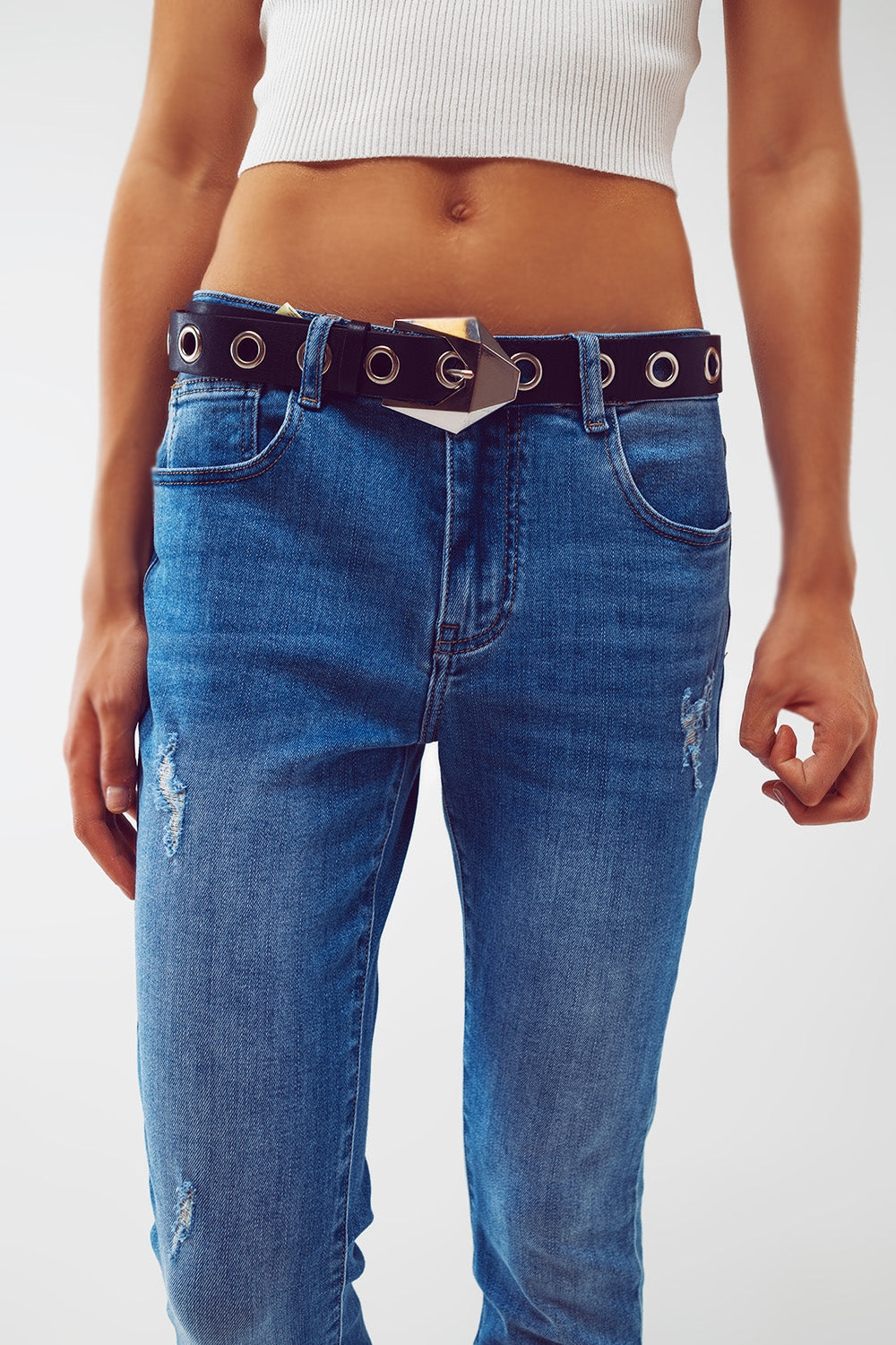 Skinny Jeans with Hem Wash Detail