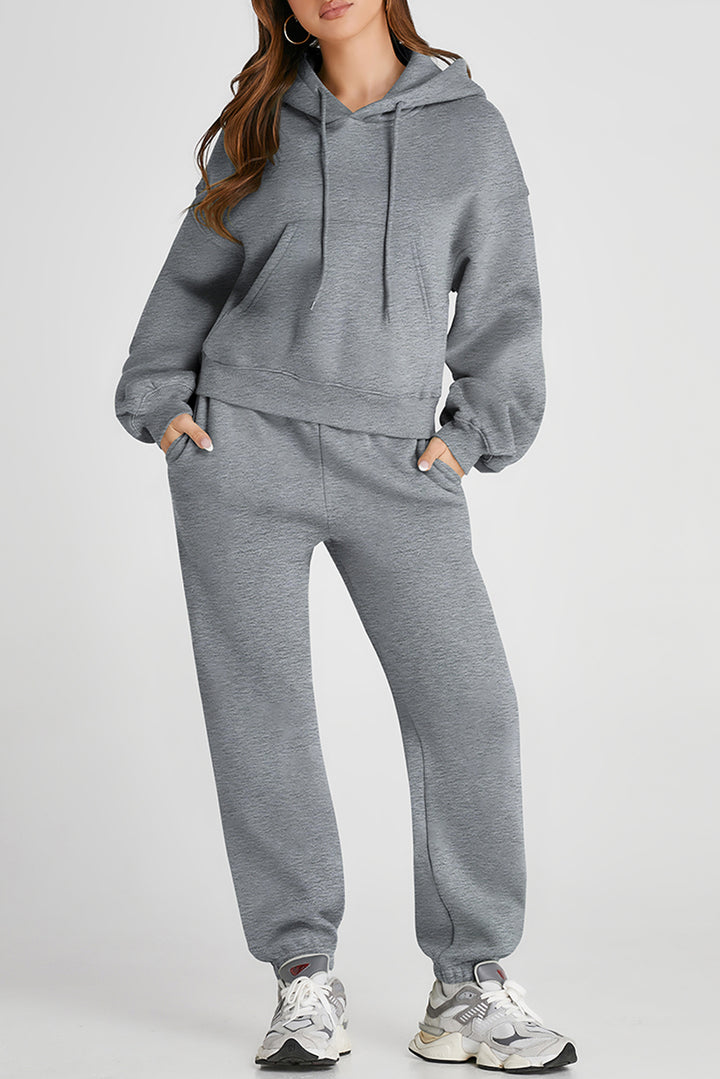 Hoodie and Pants Active Outfit Set Grey