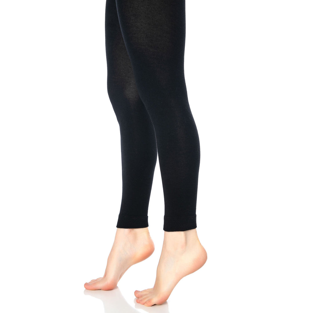 Black Thermal Leggings for Women Microfiber Soft Stretch Full Legging