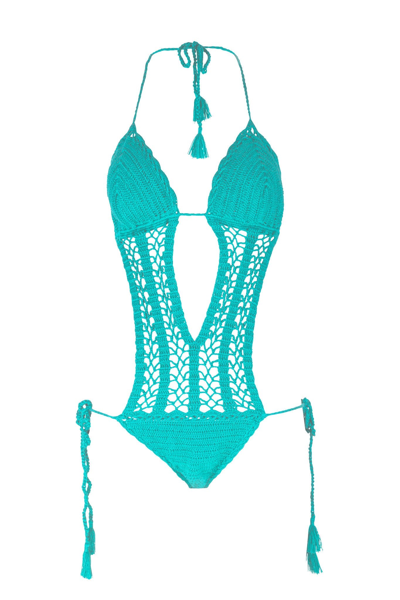 La Turquesa Ecru Hand-Crocheted Playsuits