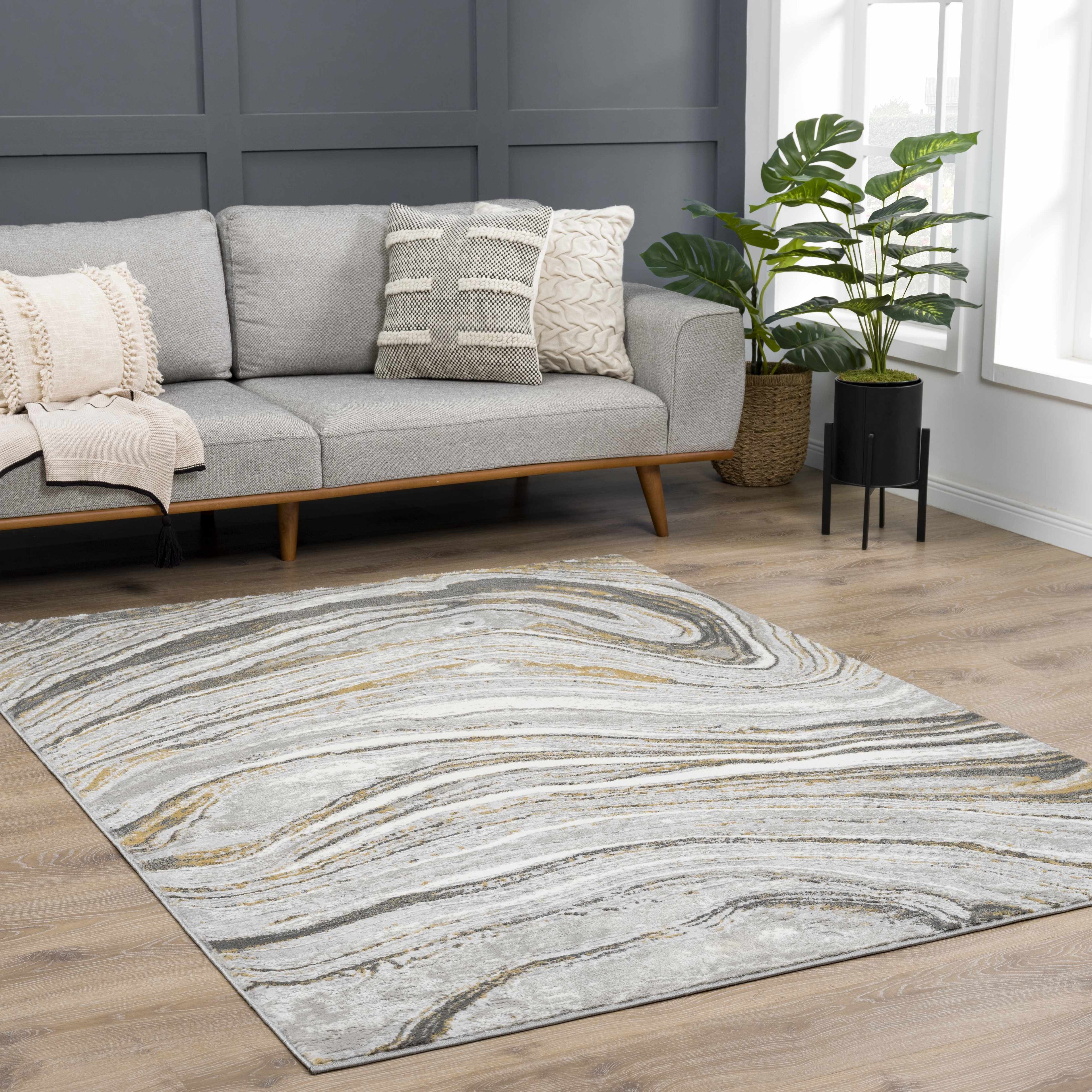 Live Marble Gray & Gold Area Rug