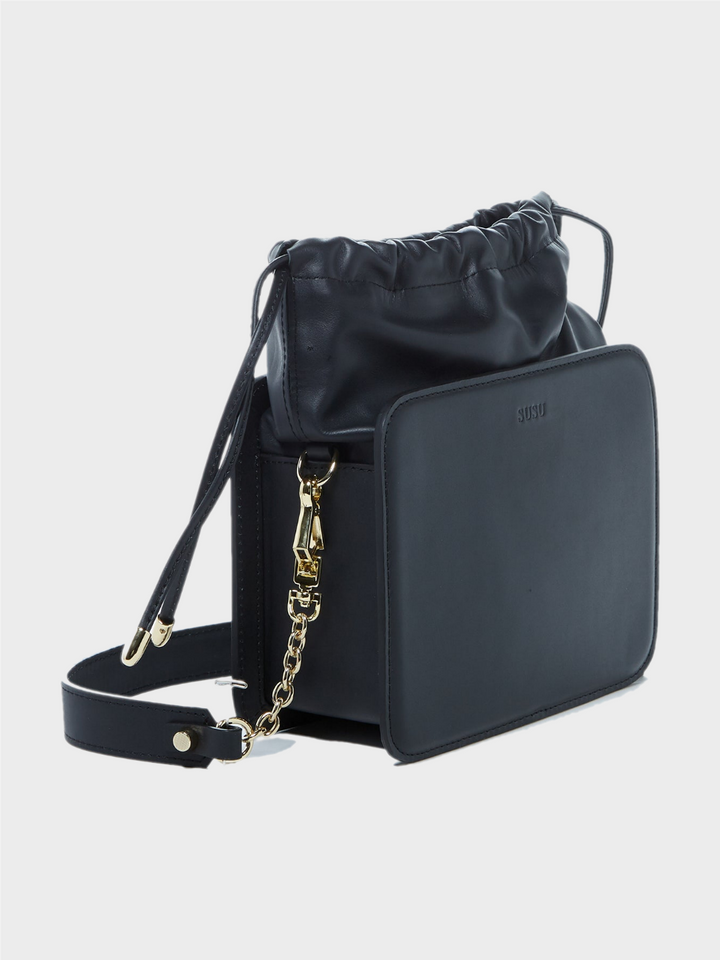 Patricia Black Leather Purse Drawstring