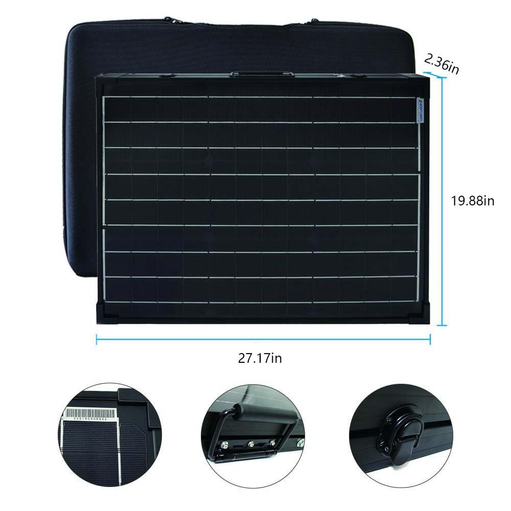 ACOPOWER 100w 12v Portable Solar Panel Kit, Foldable 2X 50w Mono Suitcase, proteusX Waterproof 20A Charge Controller