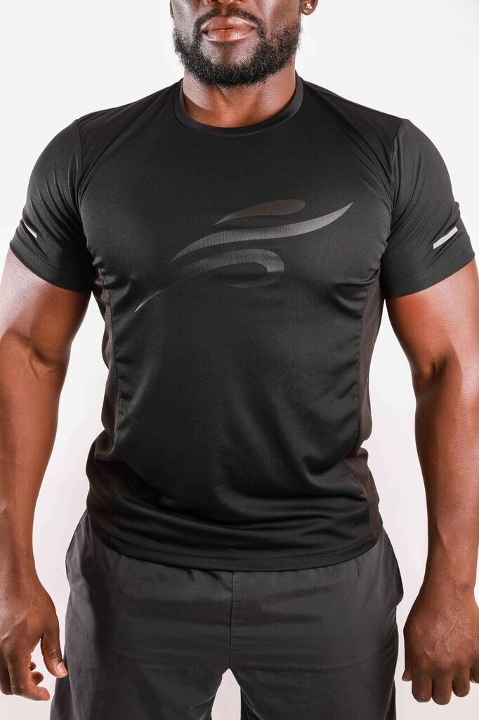 Robert Short Sleeve T-Shirt with Reflective Logo in Black