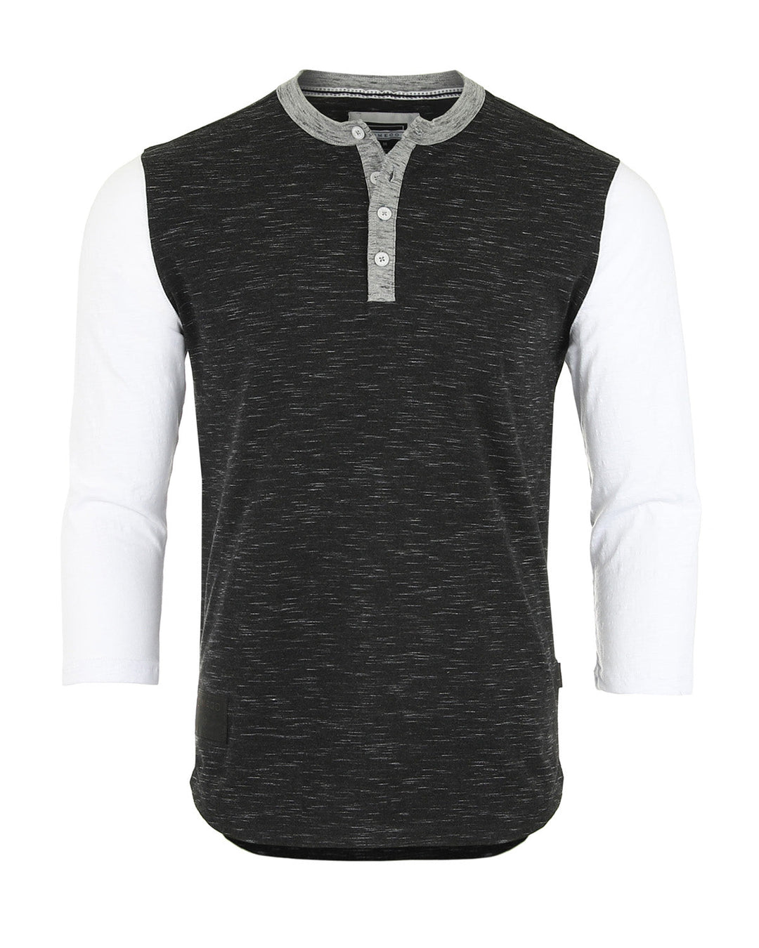 Men's 3/4 Sleeve Black & White Baseball Henley