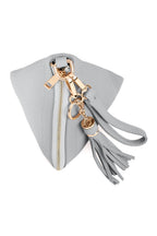 Pyramid Shape Tassel Wristlet Leather Bag