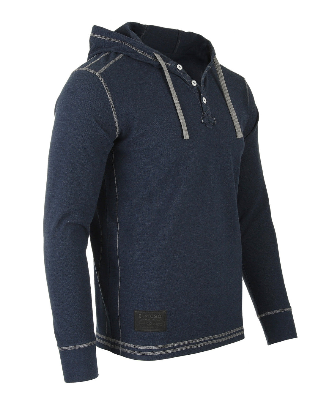 Navy Men's Thermal Long Sleeve Lightweight Fashion Hooded Henley