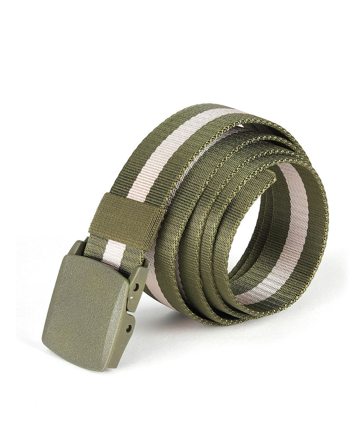 One Size Adjustable Strap Stripe Nylon Web Belt with Plastic Buckle