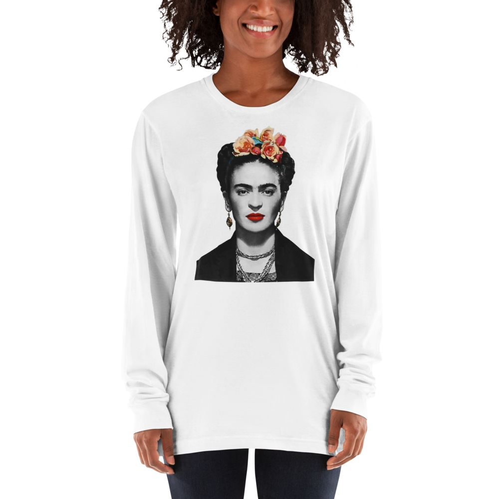 Frida Kahlo With Flowers Poster Artwork Long Sleeve Shirt