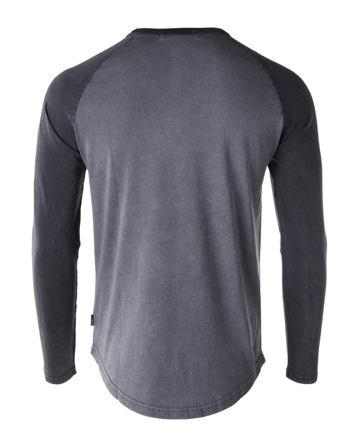 Charcoal Grey Athletic Fit Baseball Retro Contrast Long Sleeve Raglan T-Shirt