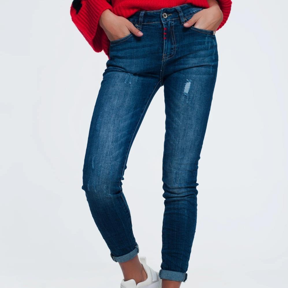 Skinny Jeans with Wear Detail