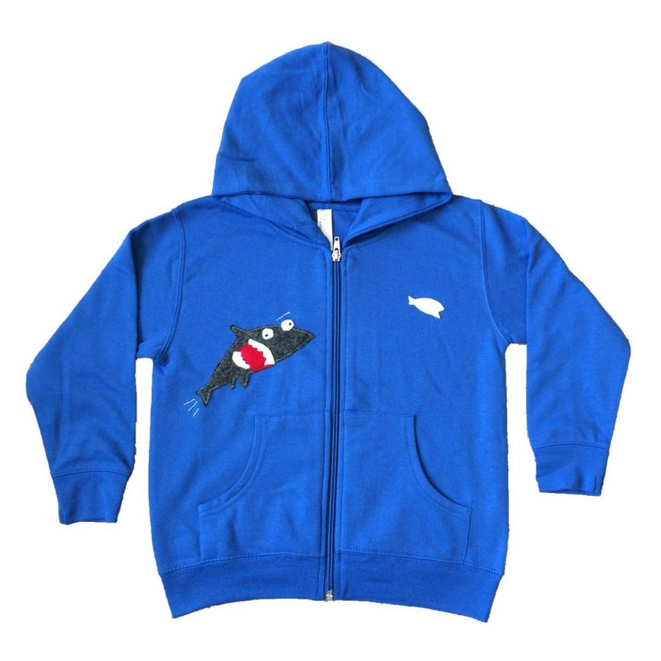 Mi cielo Matthew Langille Shark & Fish Royal Blue Kids Zip Hoodie