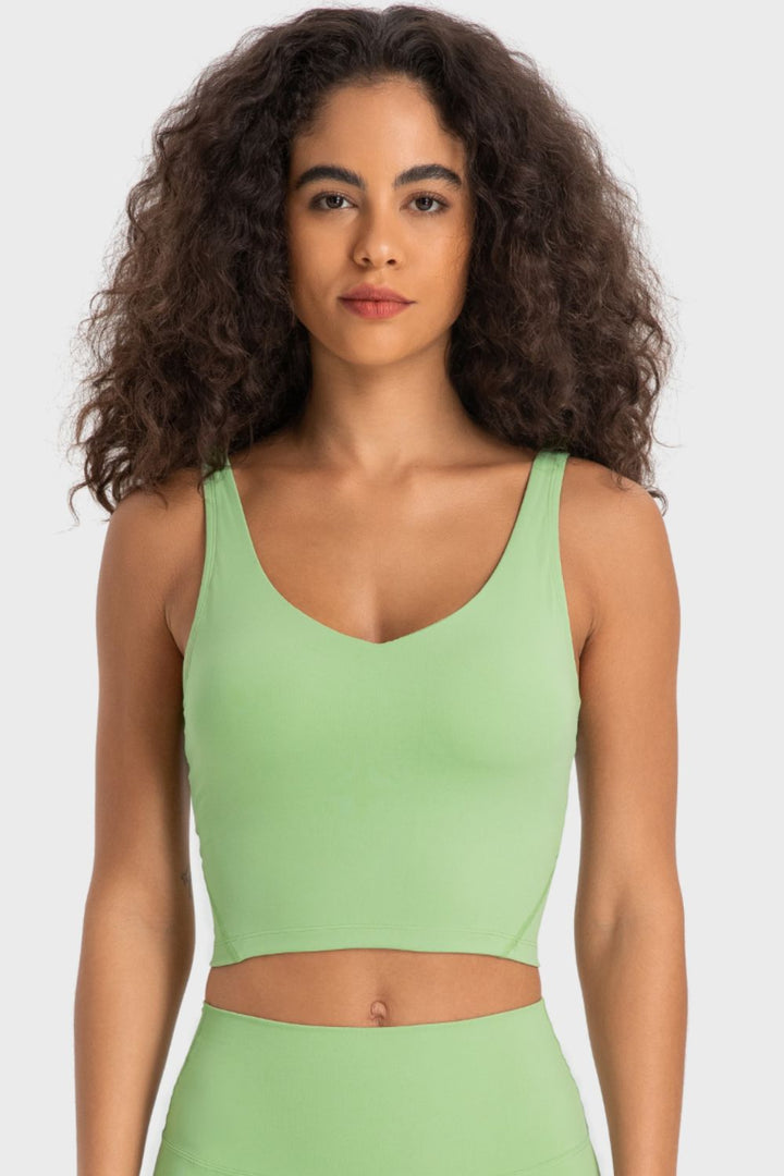 Deep V-Neck Crop Sports Bra