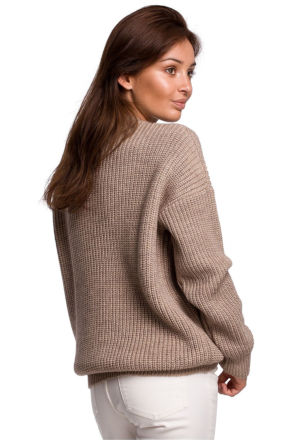 Loose Fit High Neck Sweater Brown