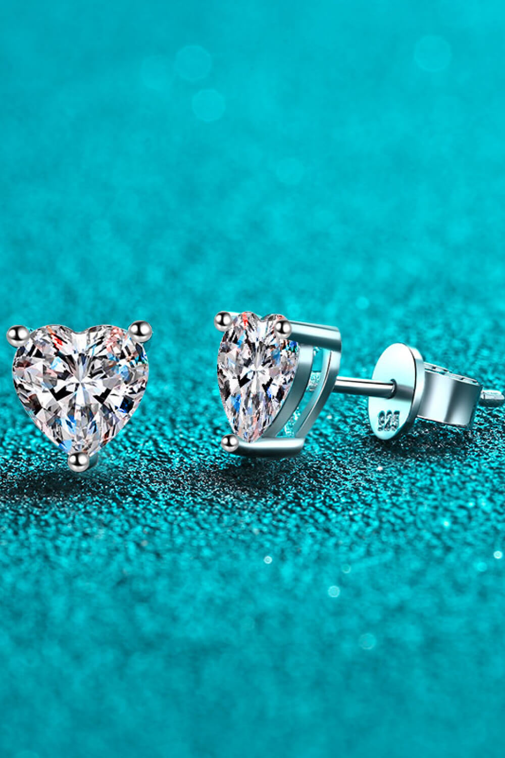Heart-Shaped Stud Earrings with 2 Ct Moissanite