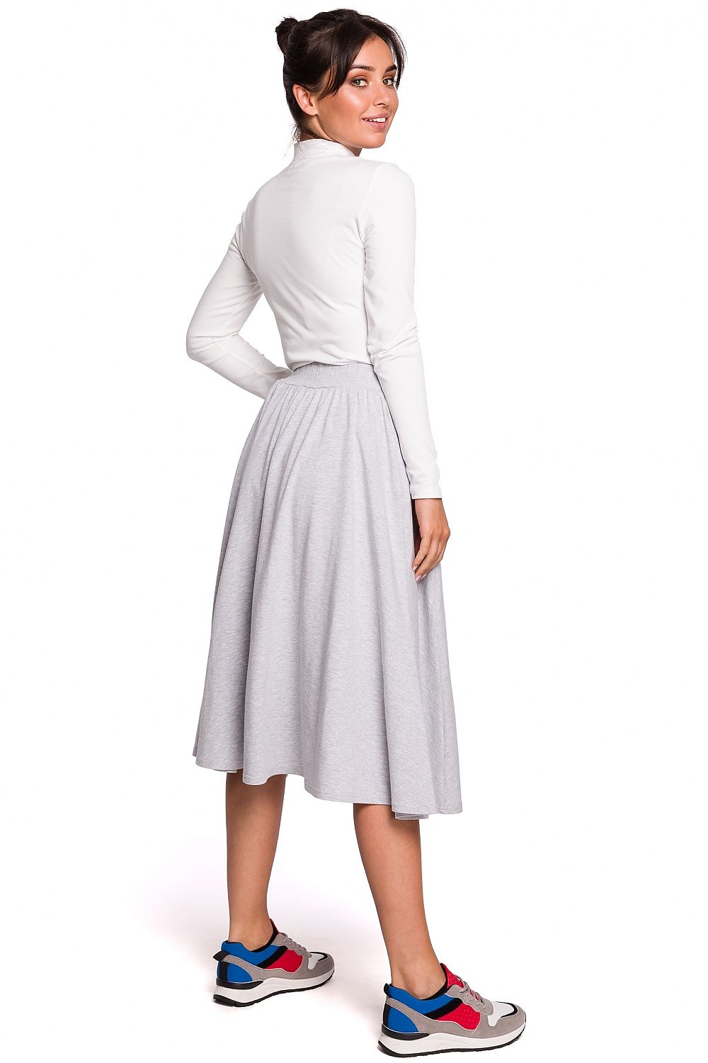 Flared Midi Skirt Grey