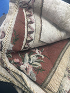 Orange & Beige Spices Victorian Floral Medallion Chenille Bedspread Twin Size 3-Piece Set